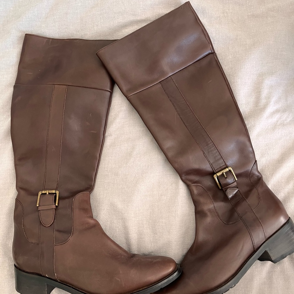 Cole Haan brown leather riding boots, womens size 10